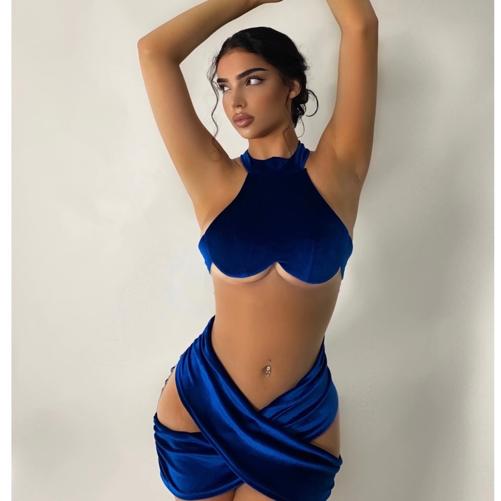 Blue see thru dress BRAND NEW WORE ONCE FOR 3 HOURS